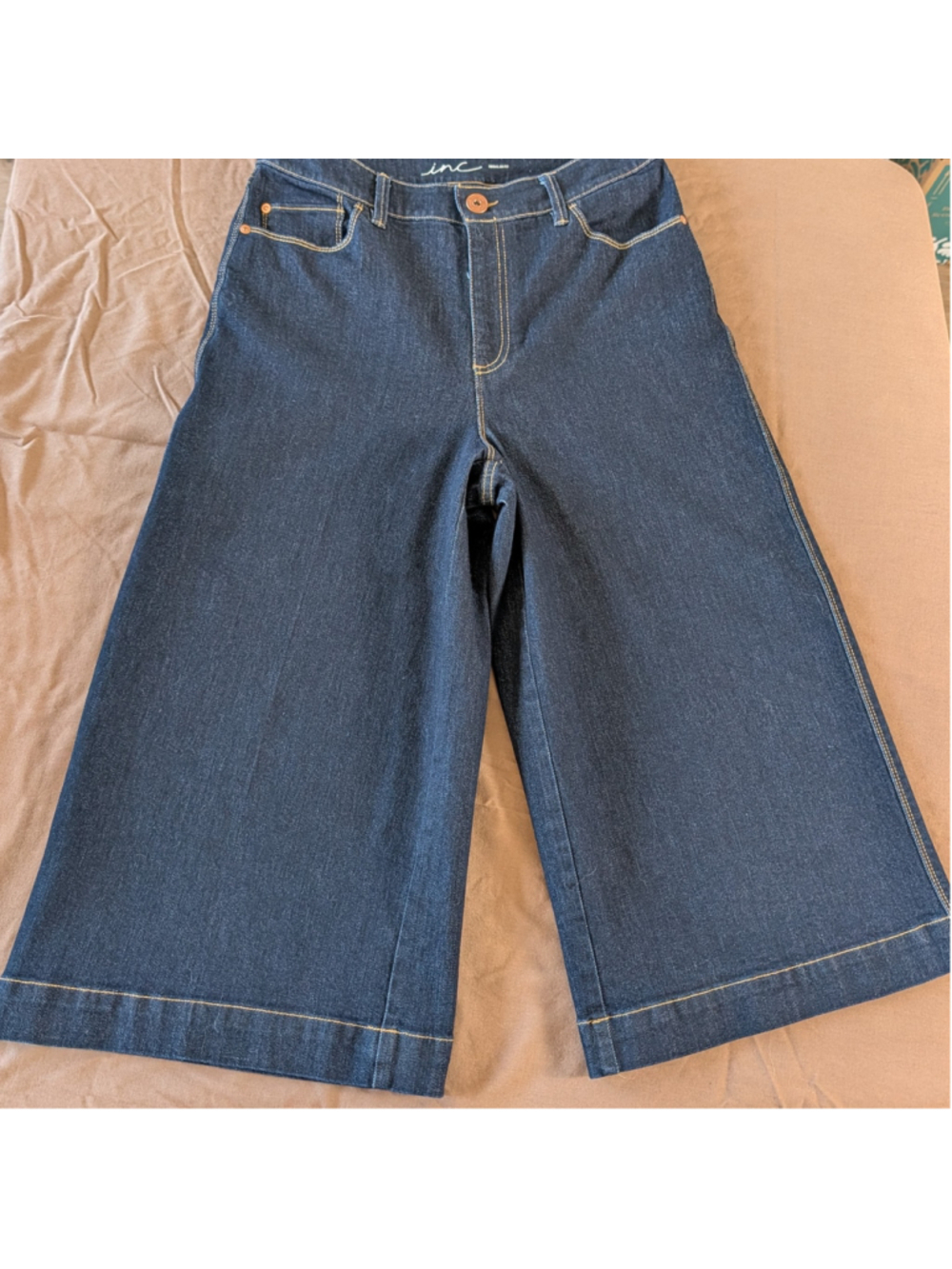 INC International Concepts Jeans Womens 8/29 Dark Wash Wide Leg Denim Culottes - Picture 9 of 12